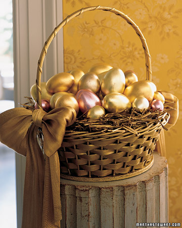 easter eggs in a basket. Flowered Easter Baskets