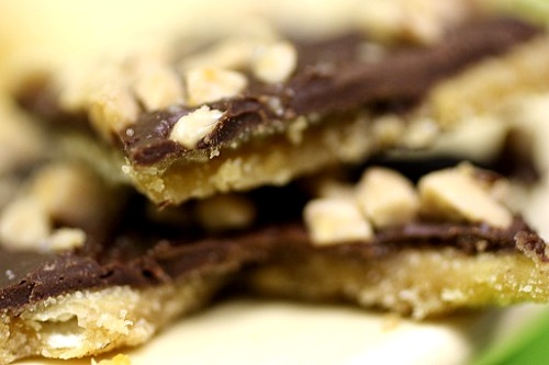 Saltines with Chocolate and Heath bars