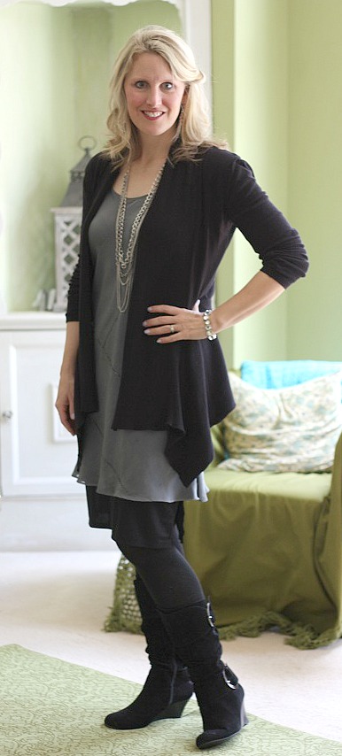 dress with leggings Frugal Fashionista: Is It Time to Pack up the Boots?