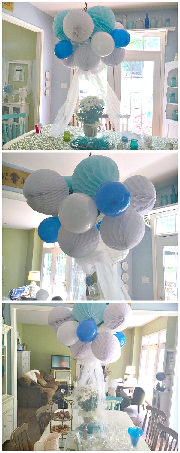 With only a few dollars and 15 minutes of your time, you can create a festive focal point. Easy party decor with tissue and balloons.