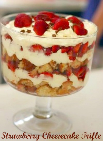 strawberry cheesecake trifle @beautyandbedlam Strawberry Cheesecake Trifle