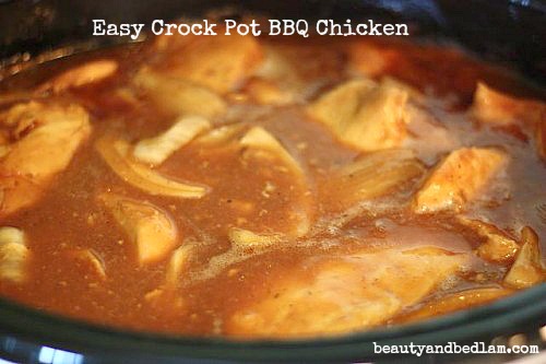 Yes, it's embarrassingly easy, but I always get asked for the recipe. Easy Crock Pot BBQ Chicken