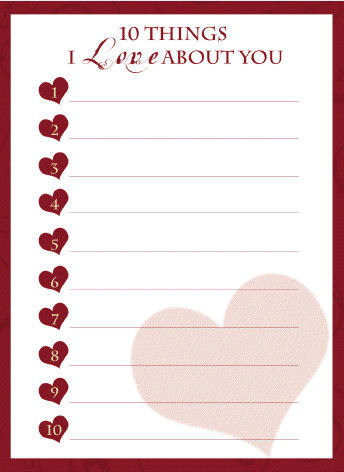 Ten Things I Love About You (free printable)