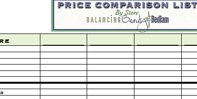 Grocery Comparison Printable List