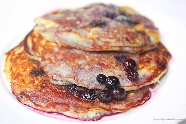 Blueberry Ricotta Pancakes with Homemade Simple Syrup