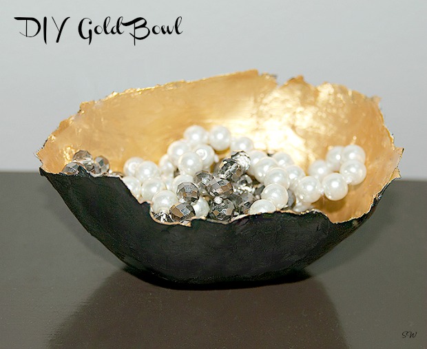 Make a Beautiful Statement Piece out of Simple Paper and Paint - DIY Gold Paper Mache Bowl